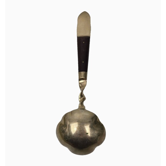Vintage Gravy Soup Ladle Spoon Buddha Bronze Brass Rosewood Siam Thailand 7.75” - Picture 3 of 7